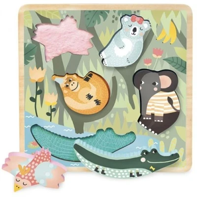 Afbeelding van Vilac houten puzzel touch and feel jungle (5st)