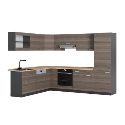 Afbeelding van Vicco Hoekkeuken R Line, Edel grijs/antraciet, 227 x 287 cm zonder werkblad