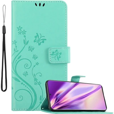 Afbeelding van Cadorabo Hoesje geschikt voor Samsung Galaxy NOTE 20 ULTRA in BLOEMEN TURKOOIS Beschermhoes bloemmotief met magnetische sluiting, standfunctie en kaartsleuven Book Case Cover Etui