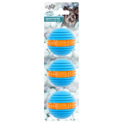 Afbeelding van All For Paws Squeeze Fetch Ball 3 Pack Hondenspeelgoed Ø6.3 cm Oranje Blauw