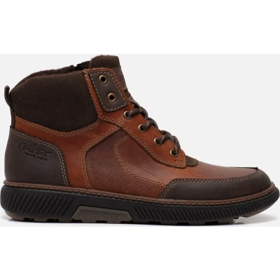 Afbeelding van Rieker Sneakers hoog Noce schoko brown black, Heren, Maat: 45, black Leer en textiel