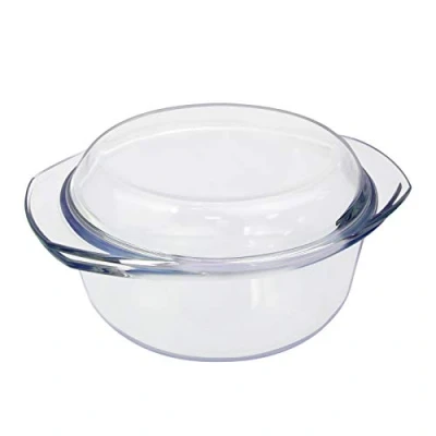 Afbeelding van braadpan met glazen deksel, 2,5 l, steelpan ronde handgrepen, transparant, voor getemperde oven, taartschaal bakplaat