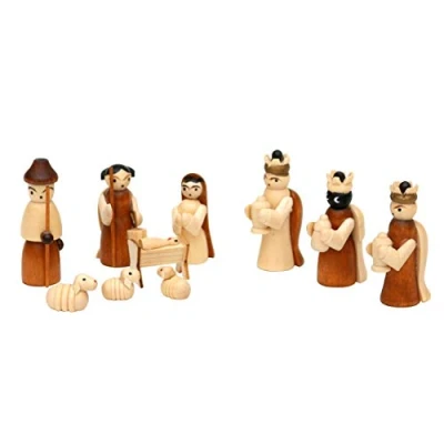 Afbeelding van Dekohelden24 Set van 10 kerststalfiguren hout, afmetingen 1,7 x 2,8 5 cm (l b h), natuur/bruin,