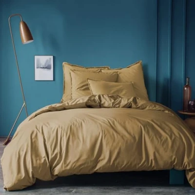 Afbeelding van MATT &amp; ROSE Beddengoed voor tweepersoonsbed, gewassen, katoen, 100% Oeko Tex, dekbedovertrek 260 x 240 cm + 2 kussenslopen met franjes, 65 cm, uniseks, honing