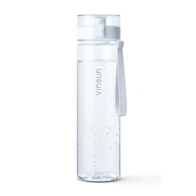 Afbeelding van VINSUN Waterfles, 1 l, transparant, BPA vrij, lekvrij, gemakkelijk met één hand te openen, lichte sportfles voor fietsen, wandelen, reizen, fitness, kamperen