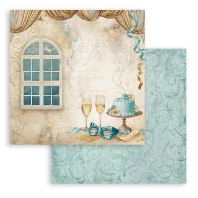 Afbeelding van Stamperia Scrapbooking vellen voor scrapbooking, albums, kaarten maken, bullet journals en meer, zuurvrij, dubbelzijdig, perfect handwerk geschenken (maskerade, venster)
