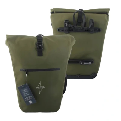 Afbeelding van Voltano Luxe E bike Fietstas 28L Mos Groen Pakaftas Met Laptop vak 100% Waterdicht