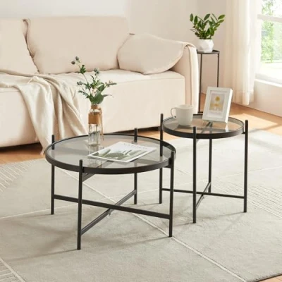 Afbeelding van Salontafel Lier set van 2 zwart [en.casa]