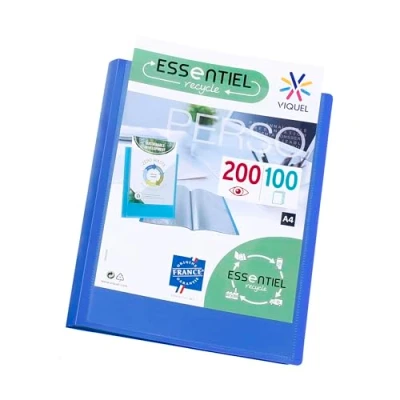 Afbeelding van Viquel Porte vues A4 200 ESSENTIEL documents personnalisable Fabriqué en France 100 Pochettes de qualité lisse Bleu