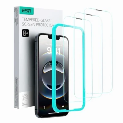 Afbeelding van ESR Beschermfolie compatibel met iPhone 14/iPhone 13/iPhone 13 Pro, praktisch uitlijningsframe, militaire norm bescherming, zeer robuust, krasbestendig, 3 stuks