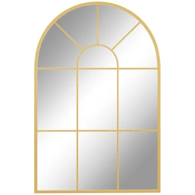 Afbeelding van HOMCOM Wandspiegel, 91 x 60 cm, decoratieve spiegel met metalen frame, hangende voor woonkamer, slaapkamer, goud
