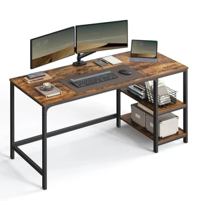 Afbeelding van Computerbureau met retro uitstraling in bruin zwart