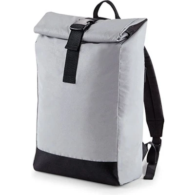 Afbeelding van Reflective Roll Top Backpack/Rugzak BagBase 15 Liter Silver