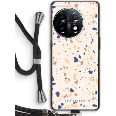 Afbeelding van Case Company® hoesje met Koord geschikt voor OnePlus 11 Terrazzo N23 Telefoonhoesje Zwart Bescherming aan alle Kanten en Over de Schermrand