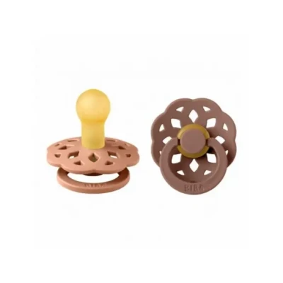 Afbeelding van BIBS Boheme Fopspeen Natuurlijk Rubber (2 stuks) Peach/Woodchuck Maat 2