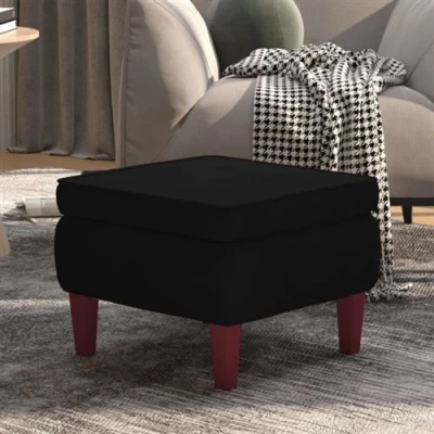 Image de vidaXL Tabouret avec pieds en bois Noir Velours329463
