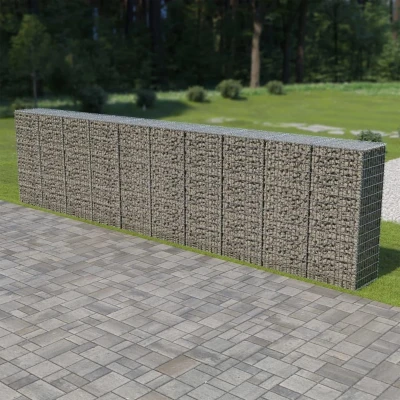 Afbeelding van VidaXL Schanskorfmuur met deksels 600x50x150 cm gegalvaniseerd staal