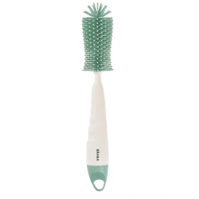 Image de BÉABA, Goupillon/Brosse biberons &amp; tétines en Silicone ultra souple, Embout souple et texturé, Nettoie petits accessoires, Manche ergonomique, Trou d’accroche Vert sauge