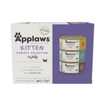 Afbeelding van 6x70g Kitten Gemengd pakket Sardientjes, Kip, Tonijn Applaws Kattenvoer