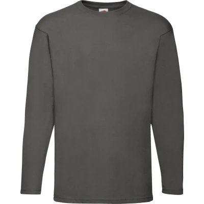 Afbeelding van Fruit Of The Loom Heren Valuegewicht T shirt met ronde hals en lange mouwen (Licht Graphite)