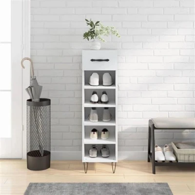 Afbeelding van Schoenenkast 30x35x105 cm bewerkt hout wit