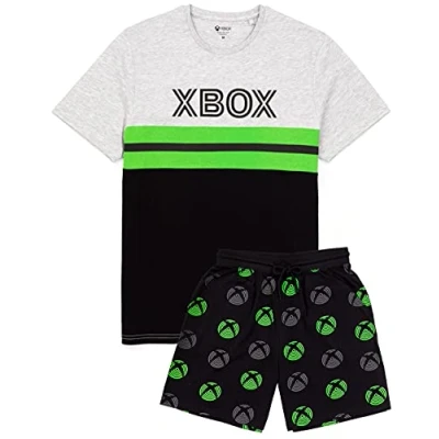 Afbeelding van XBOX Pajamas Heren Game T shirt Zwart &amp; Shorts PJS Merchandise, zwart.