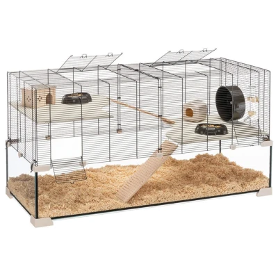 Afbeelding van Ferplast Knaagdierenkooi Karat 120 Dierenverblijf 118.5x50.5x61.5 cm Zwart Transparant