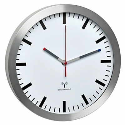 Afbeelding van TFA Dostmann 60.3528.02 Wandklok Zendergestuurd 300 mm x 45 Aluminium Slepend uurwerk (geluidsloos)