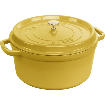 Afbeelding van STAUB Geëmailleerde gietijzeren stoofpan met deksel, voor alle warmtebronnen inclusief inductie, 5 tot 7 personen, rond, 28 cm, 6,70 l, kg, citroen