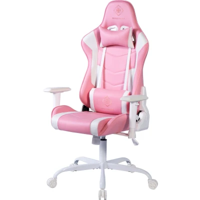 Afbeelding van Deltaco PCH80 Gamestoel Ergonomisch Vegan Leer Nek en Rugkussen Roze/Wit