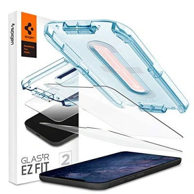 Image de Spigen EZ FIT Verre Trempé Clear Protection D&#039;Ecran Avec Cadre De Montage Apple iPhone 12 Mini 2 Packs