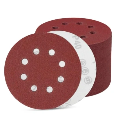 Afbeelding van Schuurpapier, 80 vellen, 125 mm, met klittenband, schuurschijven 8 gaten, rond excentrisch (80 korrel 40)