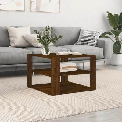 Afbeelding van Salontafel 59,5x59,5x40 cm bewerkt hout bruin eikenkleurig