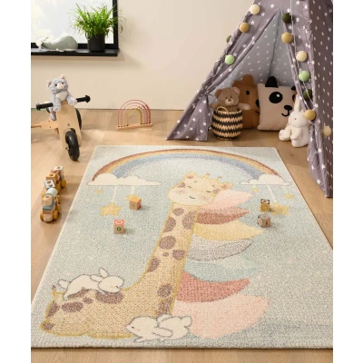 Afbeelding van Vloerkleed Kinderkamer Giraffe Snoozy Blauw/multi 160x230 Cm