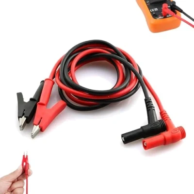 Afbeelding van 1 paar multimeter testkabels schuine banaanstekker naar krokodillenklem krokodillenklemmen zachte voor elektrische test m