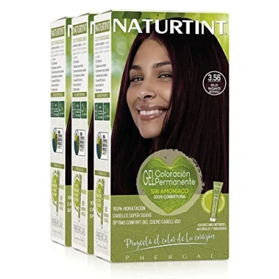 Image de Naturtint Biobased Coloration sans ammoniaque Couverture à 100% des cheveux blancs Ingrédients végétaux Couleur naturelle et durable 3.56 Rouge radieux intense Lot de 3