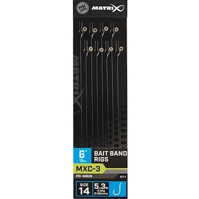 Afbeelding van Matrix Onderlijn MXC 3 Bait Band Rigs 6 (15cm) Eyed Barbless Maat : Haak 14