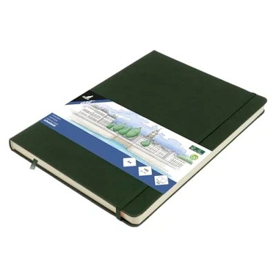 Afbeelding van Kangaro schetsboek A4 forest green hardcover kaft met elastiek en lint K 861248