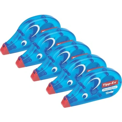 Afbeelding van Tipp Ex Pocket Mouse correctierollen met beschermkap voor tape 10 m x 4,2 mm, 5 stuks