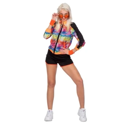 Afbeelding van Wilbers &amp; Feesten Gelegenheden Kostuum Foute Beastmode Fitgirl Lauri Vrouw Zwart, Multicolor Large Carnavalskleding Verkleedkleding