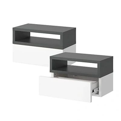 Afbeelding van Vicco Nachtkastje Urbano, Antraciet/Wit, 45 x 28 cm Set van 2