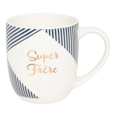 Image de DRAEGER PARIS 1886 Mug blanc et bleu en céramique&#039;&#039;Super frère&#039;&#039; original Idée Cadeau Ado, Frère, Famille, Ami, Collègue Tasse à café avec coffret
