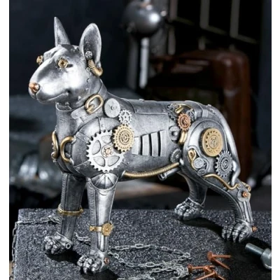Afbeelding van Decoratieve Pitbull Steampunk Polyresin Zilver 31x13,5x29cm
