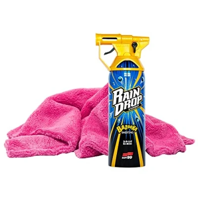 Afbeelding van detailmate Soft99 Rain Drop Bazooka afdichtingsset, 300 ml afdichtingsspray voor lak, koplampen, glasoppervlak, banden, chroom, kunststof (buiten), velgen + hoogwaardige microvezeldoek