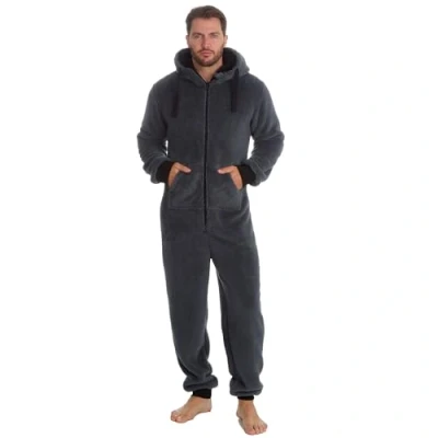 Afbeelding van Undercover Dikke warme fleece overall met capuchon en ritssluiting voor heren, Snuggle Houtskool