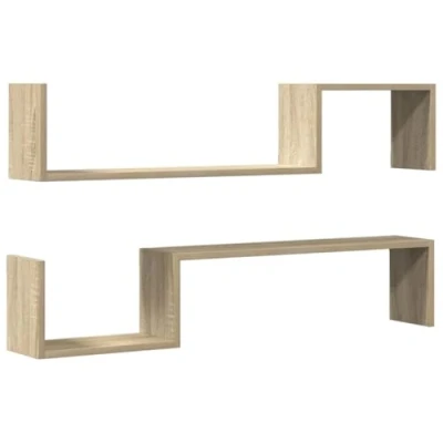 Afbeelding van vidaXL Wandplanken, 2 stuks, Sonoma eiken, 100 x 15 20 cm, spaanplaat