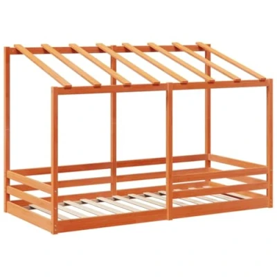 Afbeelding van Kinderbed met bedhuis 90x200 cm massief grenenhout wasbruin