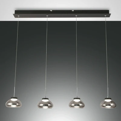 Afbeelding van Hanglamp Arabella 4 lamps in rij, rookgrijs