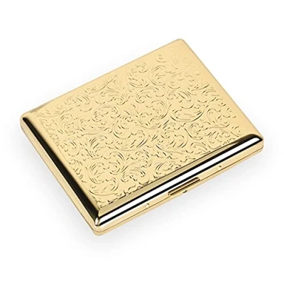 Afbeelding van Vintage metalen sigarettenkoker Dubbelzijdig open veer clip sigarettenetui voor sigaretten 18 20 100 mm (goud)