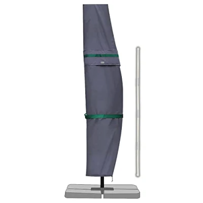 Afbeelding van Zweefparasol/parasolhoes met staaf, afdekhoes voor tuinscherm ventilatieopeningen, afdekking zwengelparasol/balkonscherm, 100% polyester, waterdicht, donkergrijs